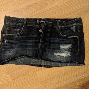 Distressed Denim mini skirt